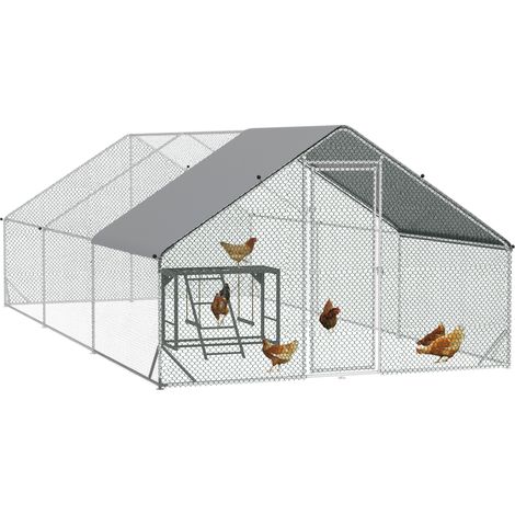 PawHut Walk In Chicken Run with Chicken Activity Shelf and Cover, 3 x 6 x 2m (1/5)