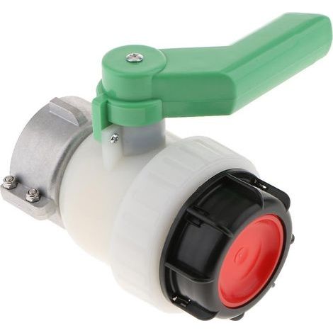 Vanne à bille vissable en PEHD pour cuve IBC 1000 L, diamètre d'entrée DN50 (50 mm, 2 pouces), diamètre d'entrée 62 mm (1/5)