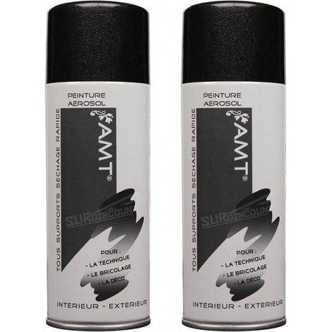 Bombe de Peinture - AMT - BP56 - Noir Métallisé - 330ml - Lot de 2