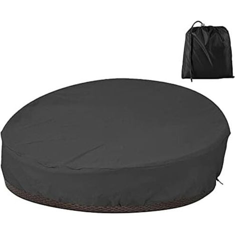 Housse de Protection Canapé-lit Rond Jardin Imperméable, Couverture de Lit de Jardin Rond Salon Exterieur Oxford 210D,Anti-UV et Coupe-Vent 20460cm (1/4)