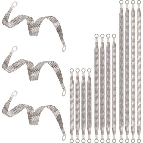 12pcs Kit de Sangles de Masse pour Automobile, Sangle Mise à la Terre Universelle Moteur fil Terre Tressé en Cuivre Étamé pour la Plupart des Voitures (3 Tailles) (1/5)