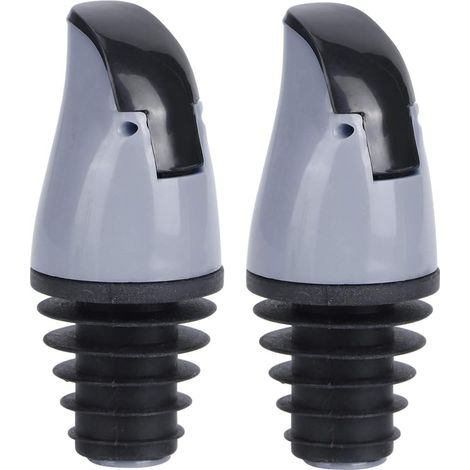 Sollbry Bouchon verseur de bouteille d'huile, 2 pièces bouchon de bec verseur de bouteille d'huile pour vin sauce soja bouteilles de vinaigre accessoire de cuisine(gris) (1/5)
