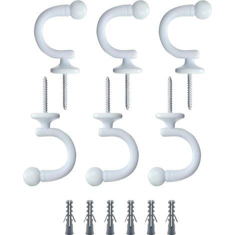 6 Pièces Embrasse Rideau, Crochet Métal Alliage Zinc, Design Classique Blanc, Pour Salon Chambre Bureau (1/5)