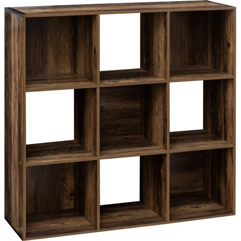 5Five Simply Smart – Étagère 9 cases marron en panneau de particules – Dimensions L. 100,5 x P. 32 x H. 100,5 cm – Charge max 20 kg – Style industriel (1/5)
