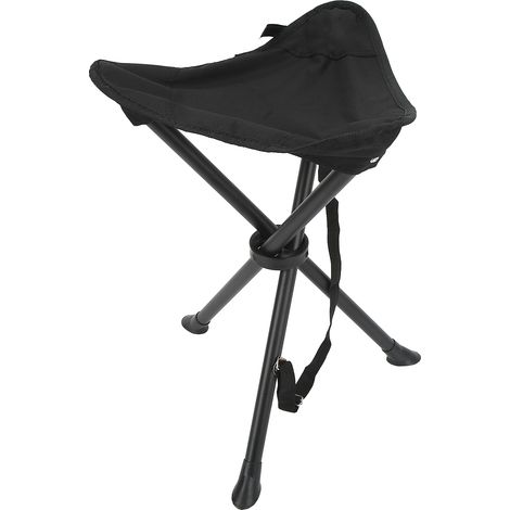 Zusammenklappbarer Dreibeinhocker, Tragkraft bis zu 200 kg, rutschfest und stabil, tragbar und faltbar, ideal zum Angeln, Campen und für Picknicks im Freien (schwarz). (1/5)