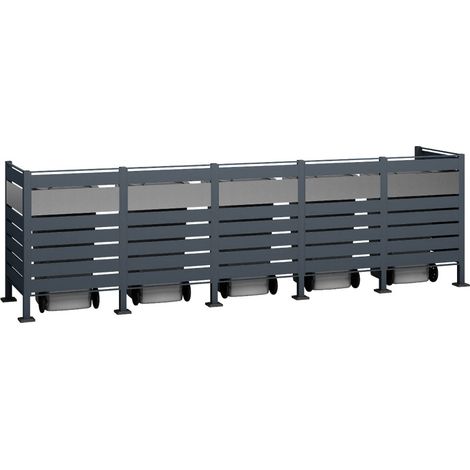 Westmann Habillage métallique pour conteneur à déchets Planum  5x240 L  Anthracite Mix  410x90x120 cm
