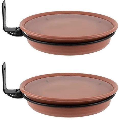 Mangeoire à oiseaux de terrasse, bac à eau, amovible et réglable, fixée au mur, grande capacité, lot de 2 (1/5)