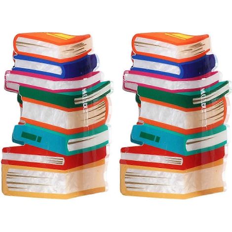 Lot de 2 pinces à cheveux en forme de livre, couleurs bonbon, antidérapantes, avec blocs de couleur.-Red Orange (1/5)