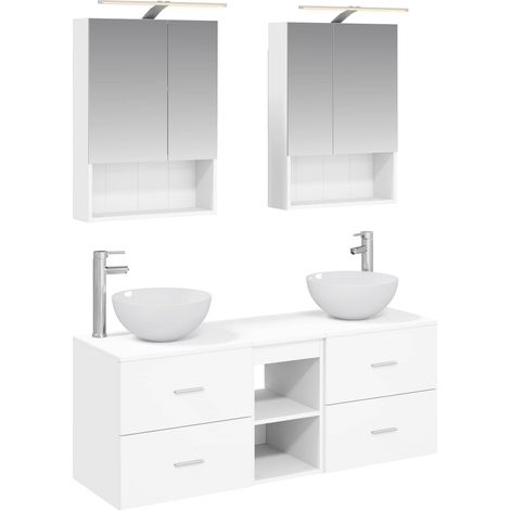 Bathroom Furniture Set 5 pcs White Engineered Wood and Glass vidaXL (1/5)