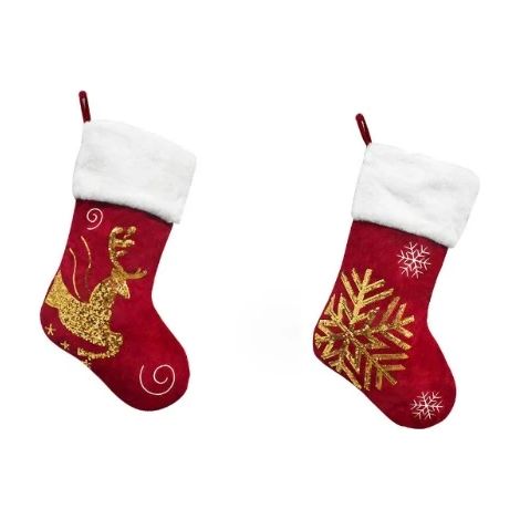 Lot de 2 chaussettes de Noël à suspendre, grandes chaussettes de Noël (1/5)