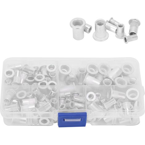 100 inserts filetés en aluminium M4 M5 M6 1/4-20, écrous à riveter pour assemblage, boîte de 100 pièces (1/5)