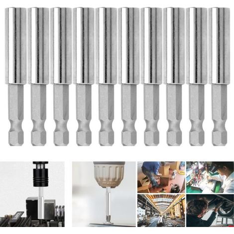 Porte-embouts magnétique - V GEBY - 10pcs - 60mm - Acier au chrome-vanadium - Hexagonal 1/4" (1/4)
