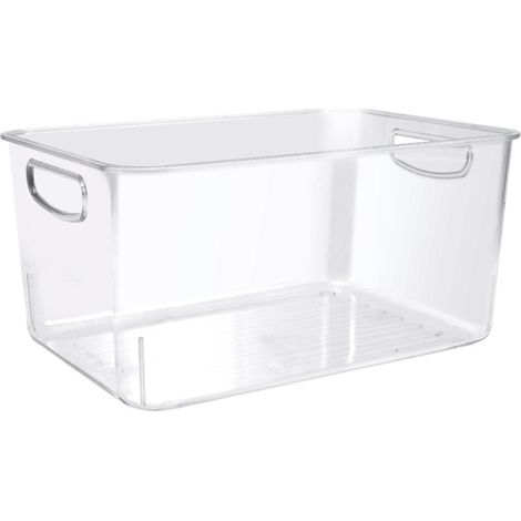pièces de grands bacs de rangement transparents en plastique avec poignée intégrée, grande capacité, conteneur carré en acrylique