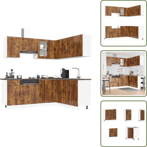 Archiviazione cucina - vidaXL Set Mobili da Cucina 11 pz Porto Rovere Fumo in Truciolato - Mobili da cucina in legno multistrato