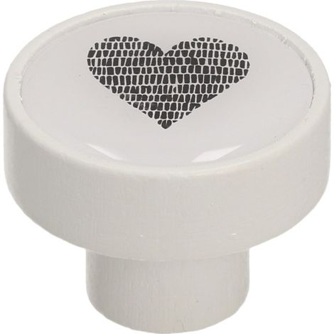 Pomo GD08, blanco mate, corazón negro (1/3)