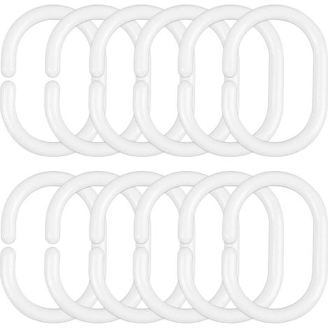 12 crochets pour rideau de douche, faciles à installer, grande capacité de charge, surface lisse, adaptés aux rideaux de douche. (1/4)