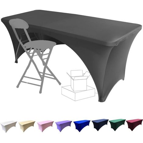 Elasthan Tischdecke rechteckig 183x75cm, offen hinten, dunkelgrau