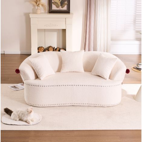 Canapé 2 places 163x93x68 cm velours côtelé vert, coussins inclus pour salon - CHICFURN (1/5)