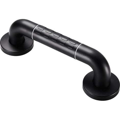 Asa de seguridad ABS para personas mayores, asa de pared para inodoro, baño o bañera (24 pulgadas, color negro). (1/4)