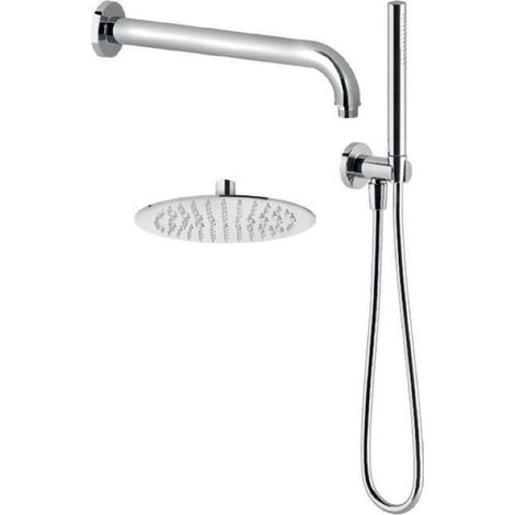 PONSI Kit doccia tondo con soffione ø 200, braccio doccia 285 mm, supporto doccia, presa d'acqua e docccet codice prod: BN KIT C KI15