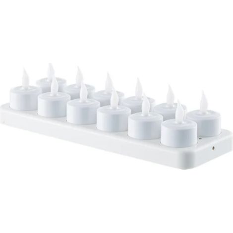 Guirlandes lumineuses sans flamme - 12 bougies chauffe-plat LED rechargeables et clignotantes (1/5)