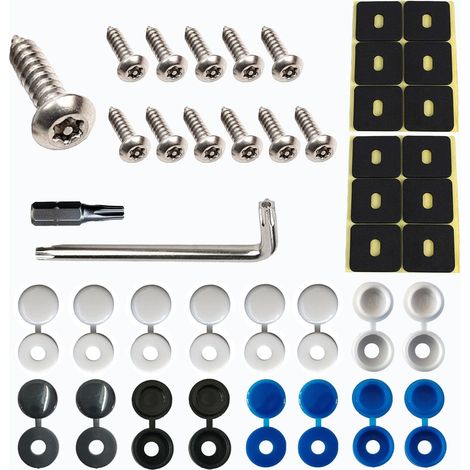 Kit de Fixation de vis antivol pour Plaque d'immatriculation de Voiture M5 en Acier Inoxydable avec Capuchons de Protection, Rivet Plaque Immatriculation pour Voitures, Motos et camions (1/5)