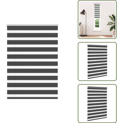 Zebrarollo Schwarz 115x100 cm Stoffbreite 110,9 cm Polyester - Zebra-Jalousie - Zebra-Jalousien - Zebra-Rollo - Doppelrollo (1/5)