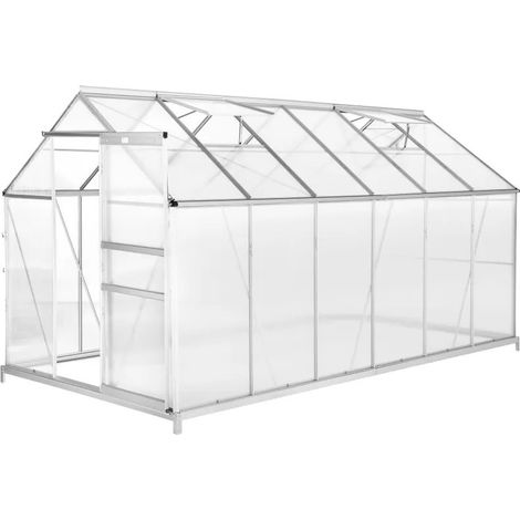 Serre de jardin Aluminium 375 x 185 x 195 cm avec Fondations (1/5)