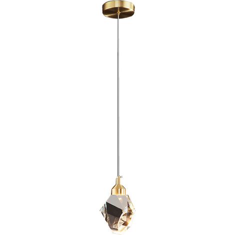 Suspension Cristal - Cuivre Électrolytique + Cristal K9 - LED 3 Couleurs - Hauteur Réglable 1,5 M - Pour Cuisine Chambre Salon Salle À Manger - 1 Pièce (1/5)