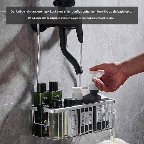 Étagère de douche sans perçage - Porte-shampoing - Acier inoxydable 304 - 30 x 10 x 12 cm - Argent (1/5)
