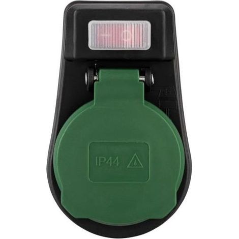 Rev Adattatore con Interruttore IP44 Nero-Verde