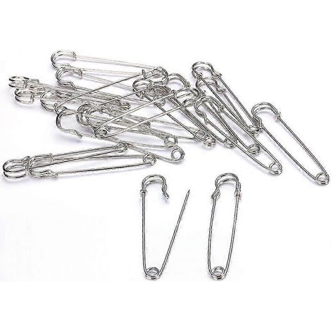 Lot de 20 épingles de sûreté argentées en acier inoxydable de 6,9 cm (2,7 pouces), résistantes, pour la couture, les couvertures et les travaux manuels. (1/5)
