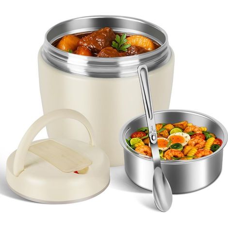 Bento-Box im japanischen Stil, aus Edelstahl 304, isolierte Lunchbox, geeignet für Büroangestellte - cremeweiß (1,2 Liter) (1/5)