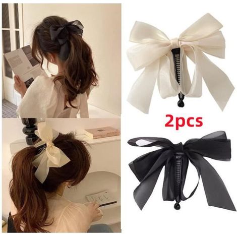 Pince à cheveux - Femmes - Clip banane - Beige blanc et noir - Accessoire élégant - 10 cm (1/4)