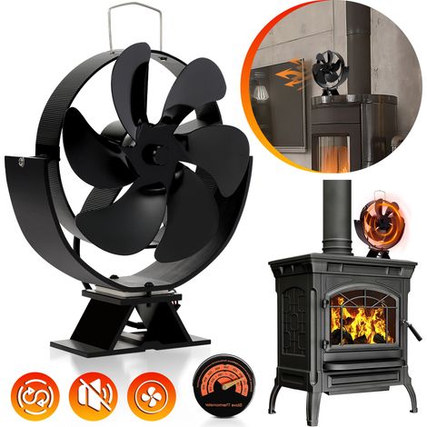 Randaco 6 Blätter Mini Kaminofen Ventilator Ofenventilator Gebläse Lüfter Stromloser Kaminventilator - 6 Blätter (1/5)