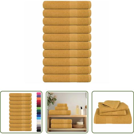 vidaXL Frottiertuch - Handtücher FROGN 10 Stk. Gold 100x200 cm 360 g/m² (1/5)