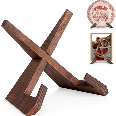 Support Assiette Decorative, Porte Assiette, Support Assiette en Bois, Presentoir Livre Cadre Photo de Table, Mini Chevalet - 6,5 Pouces (1 Pièces) (1/4)