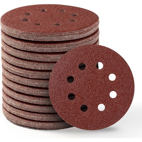 110 Stück Schleifpapier 125mm Klett Profi 8-Loch Schleifscheiben Körnungen P120 Schleifpapier Rund für Exzenterschleifer