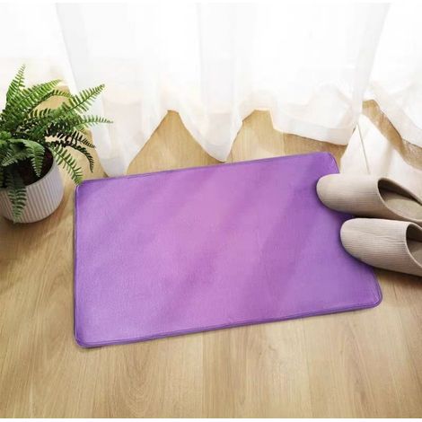 LAN Violet - Plat 4060cm (polaire corail 0,8cm d'épaisseur) Tapis de sol en polaire corail, couleur unie, facile à nettoyer, tapis de salle de bain, tapis de toilette, absorbant et antidérapant (1/5)