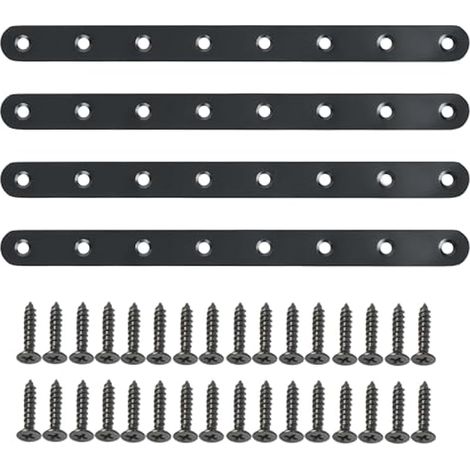 4 Équerres d'Angle Plates et Droites, 24 CM, Supports D'angle Plats Pratique, Équerre Plate avec Vis, Pour Chaise en Bois, Planche, Fenêtre, Meuble (1/5)