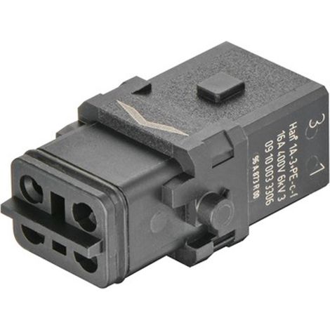 HARTING Han 1A Kompaktsteckverbinder Buchseneinsatz (F) Crimpanschluss, 3-polig+PE 400V, 16A - 1 Stück
