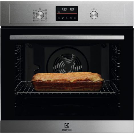 Electrolux – Four encastrable inox 72 litres – Multifonction avec chaleur tournante et pyrolyse – Puissance 3490 W – Porte froide triple vitrage (1/5)