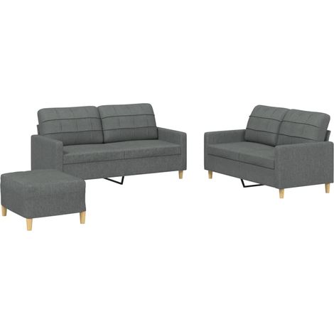 Maison Exclusive - Set di Divani 3 pz con Cuscini Grigio Scuro in Tessuto (1/5)