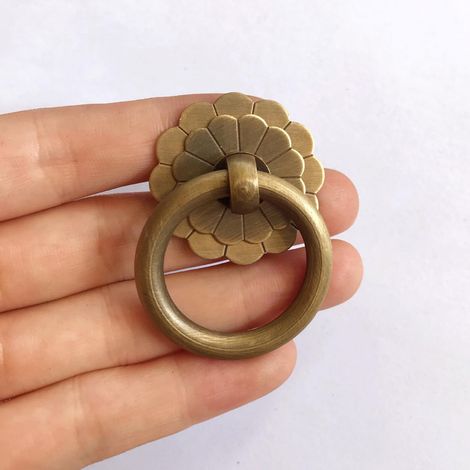 6 boutons de meuble vintage en laiton massif, poignées de placard bronze, forme U, 35 mm