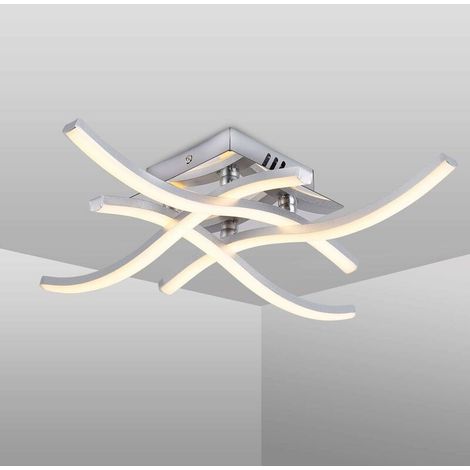 Modern LED Ceiling Light, Wave-Shaped Ceiling Light, Integrated 24W LED Modules, 4x380Lm, Warm White 3000K, Pendant Light for Bedroom Living Room Dining Room [Energy Class (1/5)