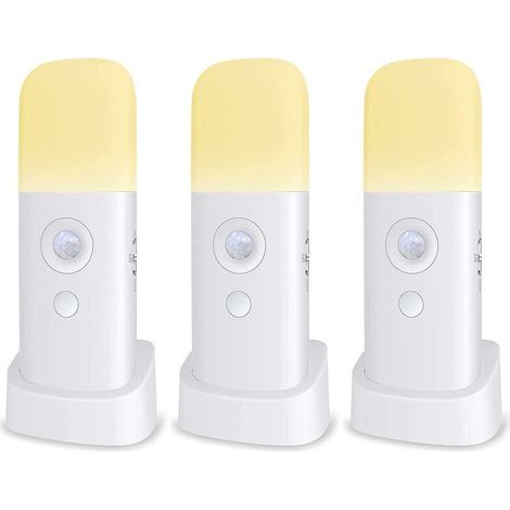 Veilleuse Enfant, Lampe Détecteur de Mouvement, Luminosité Ajustable,Portable, Rechargeable, pour chambre à coucher, chambre d'enfant, et salon (3-PACK) (1/3)