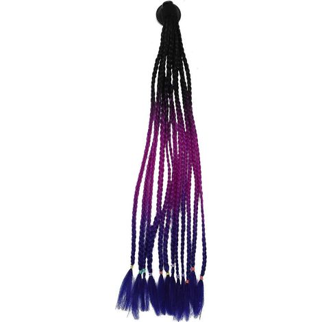 Décoration de queue de cheval artificielle tendance pour casque, tresse colorée-68X5.3cm-Black (1/3)