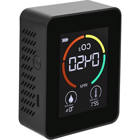 Compteur numérique de CO2 – Qualité de l'air – Température et humidité – 1200 mAh – Recharge USB – Bureau et maison (1/5)