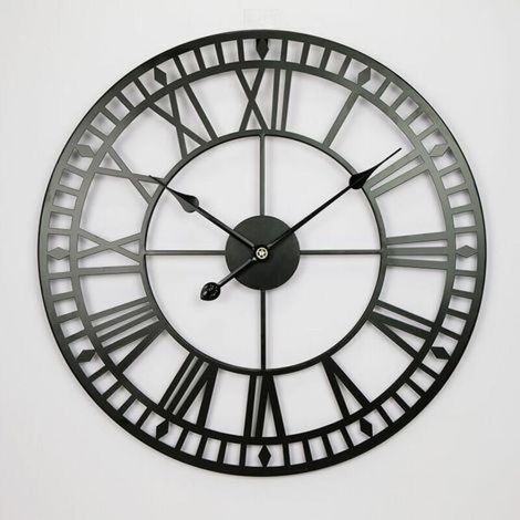 Horloge Murale Metal avec Chiffres Romains, Traditionnel Vintage Rétro Art Industriel Horloge, Horloge Murale Silencieuse, Murale Décoratives, Décoration de Salon, Bureau, Café (40cm) (1/5)