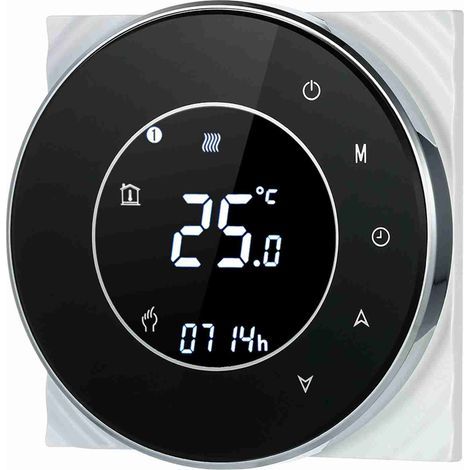 Thermostat de chauffage de chaudière à gaz programmable, contrôleur de température à contact sec, écran tactile LCD avec rétroéclairage, commande vocale, compatible Echo/Home/IFTTT (1/5)